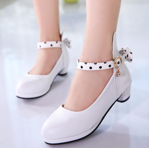 Exquisite Bow Girl PU Leather Shoes For Girls Party Dance Children Kids Shoes 2-14 Years Princess Child Wedding Shoes