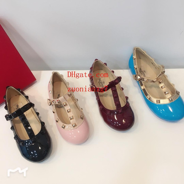 Fashion girl children's shoes high quality metal buckle lace length adjustable multi-color optional rivet decoration unique personality