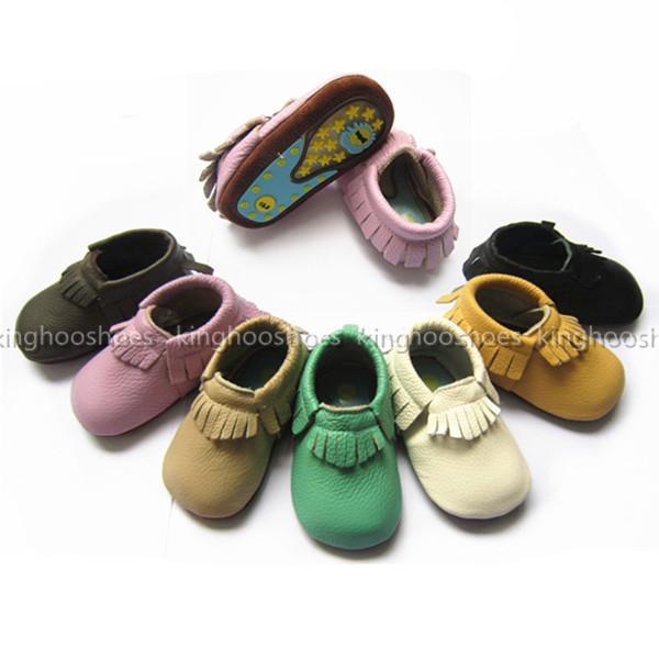 rubber sole baby moccasins kids leather walking shoes fringe shoes toddler kids tasel shoes baby walker shoe 10colors choose free fedex