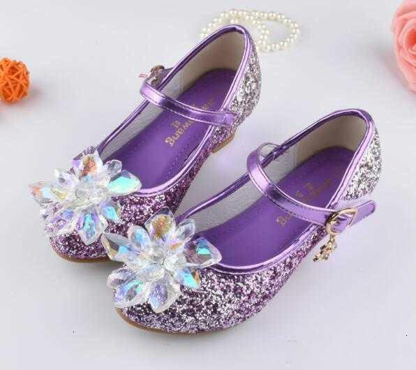 Girl shoes 2020 luxury shoes Cinderella Crystal Sequin designer shoes girl spring and autumn Children gift WY008