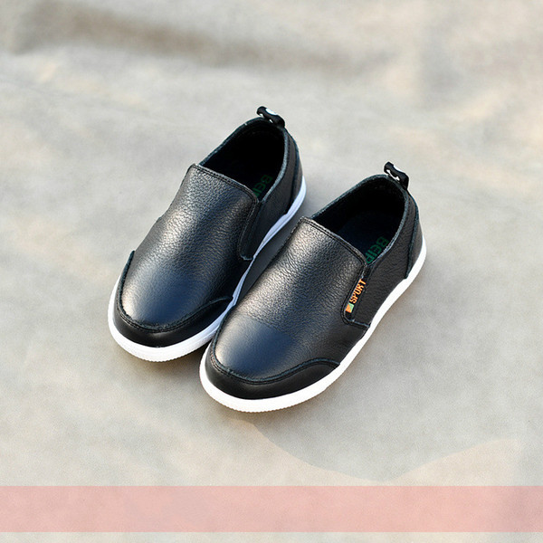 Genuine Leather Shoes Boys Solid Color Slip on Moccasins Kids Waterproof Round Head High Quality Loafers Black White Casual Shoe