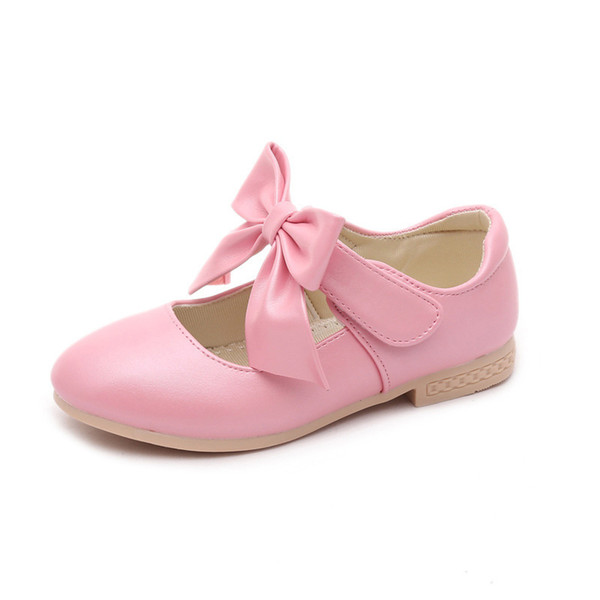 Size 26-35 Princess Bow Knot Girls Single Shoes Leather Shoes For Girls Dance Wedding Party