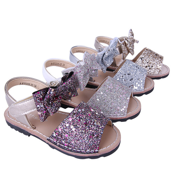 Pettigirl 2017 New 3-8Y Girls Summer Party Shoe High Quality Shoes Cute Bow Bling Bling Girl Sandals Kids Shoes A-KSG005-03 No Shoe Box