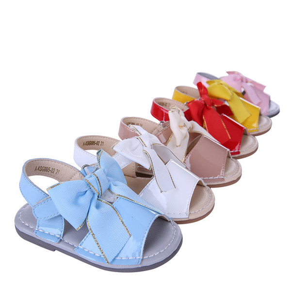 Pettigirl 2017 New Girl Sandal Microfiber Leather Bowtie Princess Shoes Kids Beach Sandals Baby Toddler Shoes A-KSG005-02 No Shoe Box