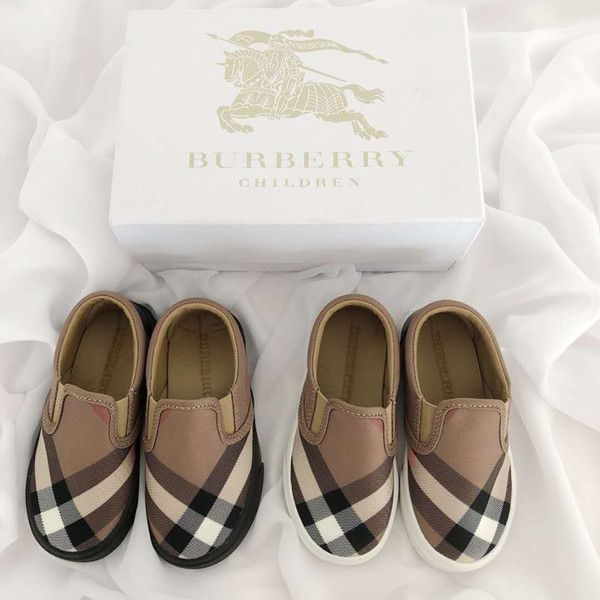 Kids Shoes Fashion Classic Plaid Pattern Flat Shoes Brand Designer Comfortable Slip-on Shoes for Children EUR SIZE 22-35