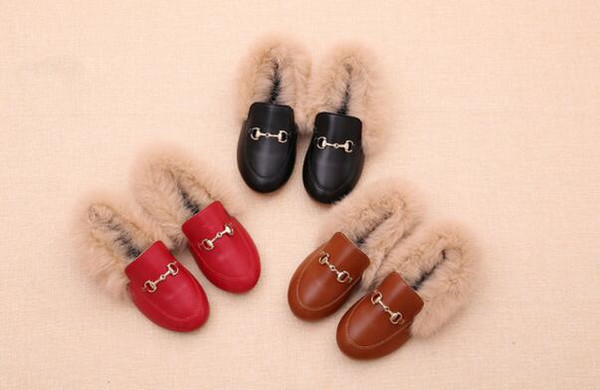 2019 designer shoes kids shoes luxury shoes autumn Real rabbit fur Children gift 169