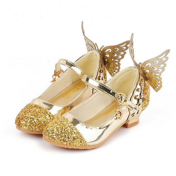 Baby Princess Girls Shoes Sandals For Kids Glitter Butterfly Low Heel Children Shoes Girls Party Enfant meisjes schoenen GA200