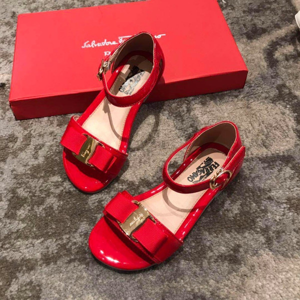 high end girls red sandals kids boys girls leather fashion shoes 26-35