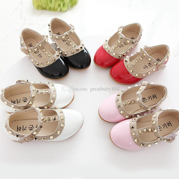 Fashion Children PU Leather Shoes Girls princess Wedding rivet Shoes autumn baby Kids Footwear C2794