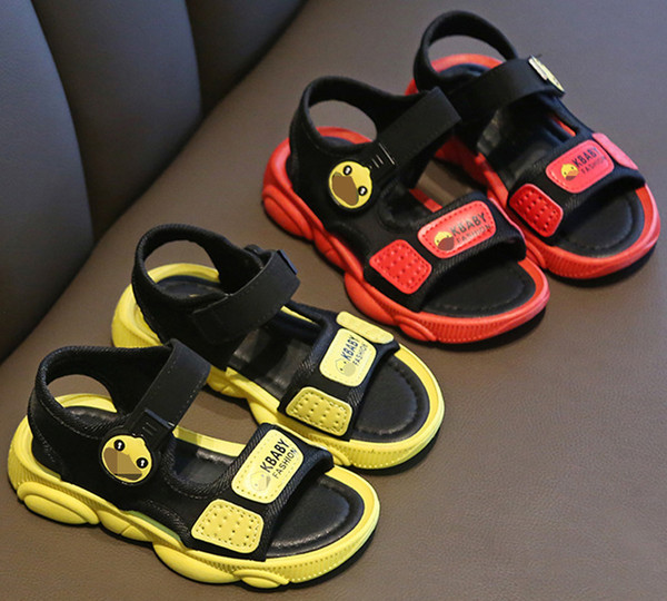 Summer Baby Boy And Girl Fashion Shoes Leather Sandals Beach Shoes Casual Shoes Fashion Footwear Kids Sandals Yellow+Red 2 Pair