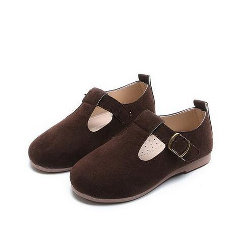 Spring and autumn kids shoes for girls princess Light brown moccasins for kids dark brown leather shoes