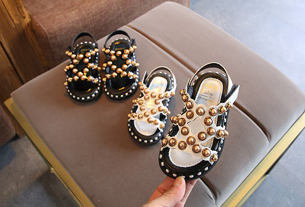 Children's Sandals 2019 Summer New Sandals Baby Princess Shoes Girls Hollow Pearl Beach Shoes Roman Shoes