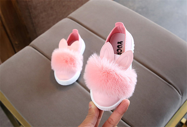 Children Toddler Baby Fur Sneaker Girls Cute Bunny Soft Anti-slip Single Baby Girl Shoes New Casual Fashion Baby Shoes