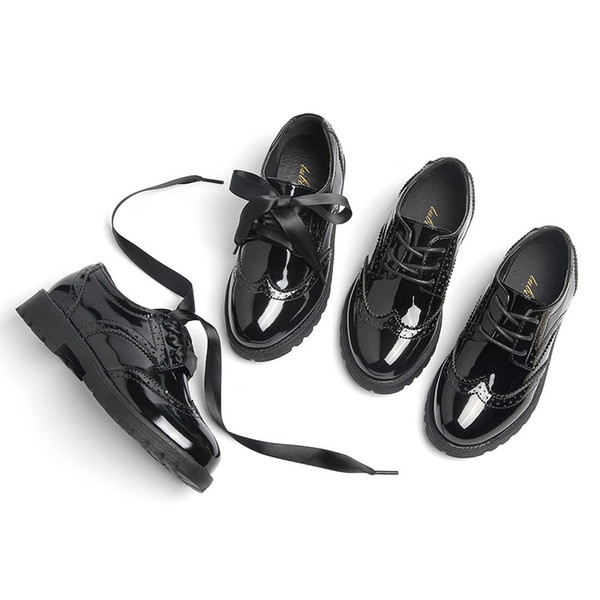 2019 New Spring Baby Girls Black Shoes Children Fashion Flats Toddler Brand Pu Leather Oxford School Shoes Princess Platform