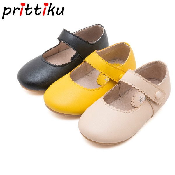 Spring 2019 Baby Toddler Girl Retro Mary Jane Flats Little Kid Microfiber Leather Loafers Children Yellow Black Beige Walk Shoes