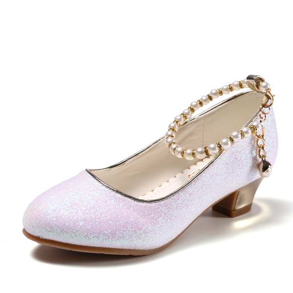 New 2018 Autumn Children's Party Leather Shoes Princess Girls Dance Dress Shoe White Pink Fashion Kids Student Sneakers 2A