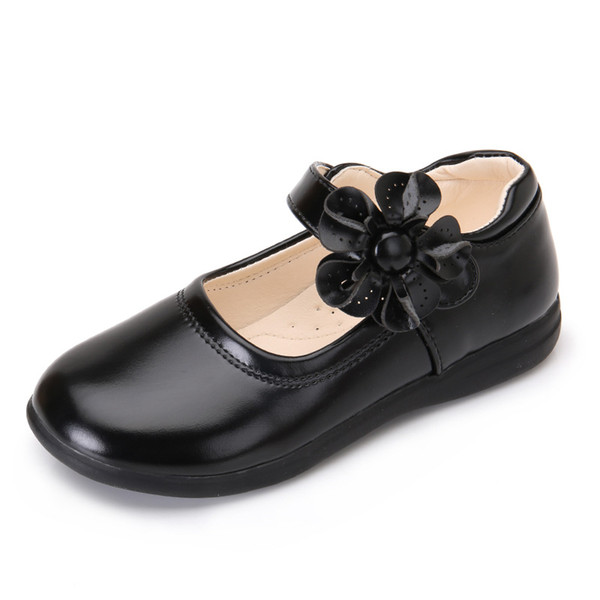 Summer Girls Shoes for Kids Dress Princess Sheos White Leather Sandals Flowers Fashion Korean Children Black Flat Shoes Wedding