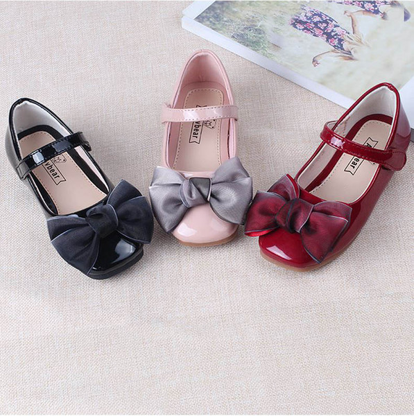 Girls fall bow shoes, baby kids spring/autumn children boutique fashion leather wear, NEW ARRIVAL, wholesale, 9AS503-47