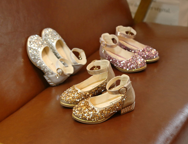 2018 Summer new sequin Children Sandals Fashion princess Girl Shoes kids Wedge Sandals wedding Girls shoes kid shoes Girls Footwear