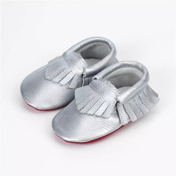 Unisex lovely hot sale Baby Moccasins Genuine Leather Cow Leather Double Colors Tassels First Walking Shoes Soft Sole Infant Toddler Shoes
