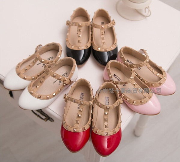 children fashion girls sandals rivets kids shoes patent leather kids shoes girls wedge sandals shoes free shipping in stock W19328
