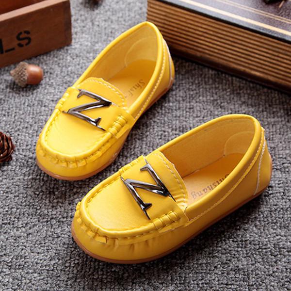 All Sizes 21-36 Children Flat Shoes PU Leather Casual Styles Boys Girls Shoes Soft Comfortable Loafers Slip On Kids Shoes