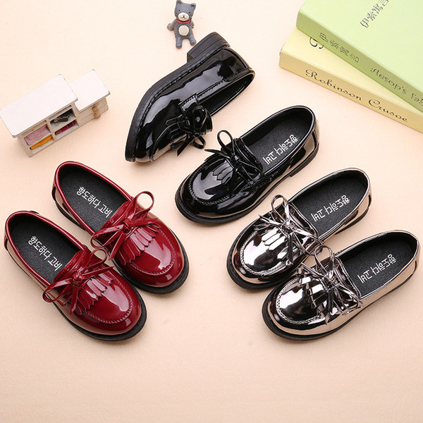 AFDSWG spring and autumn kids princess shoes black low heel silver shoes for girls, school black, moccasins for kids