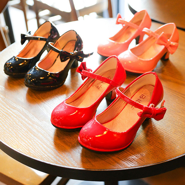 Summer Fashion Children Dress Shoes PU leather Girls princess Wedding Shoes Toddler Korean high-heeled shoes baby Infant Kids Footwear B11