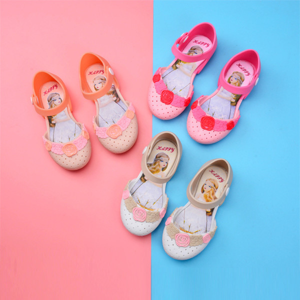 Melissa Summer Girls Shoes Baby Cute Flowers Breathable Sandals Korea Style Princess Flat Shoes Soft PVC Free DHL A819