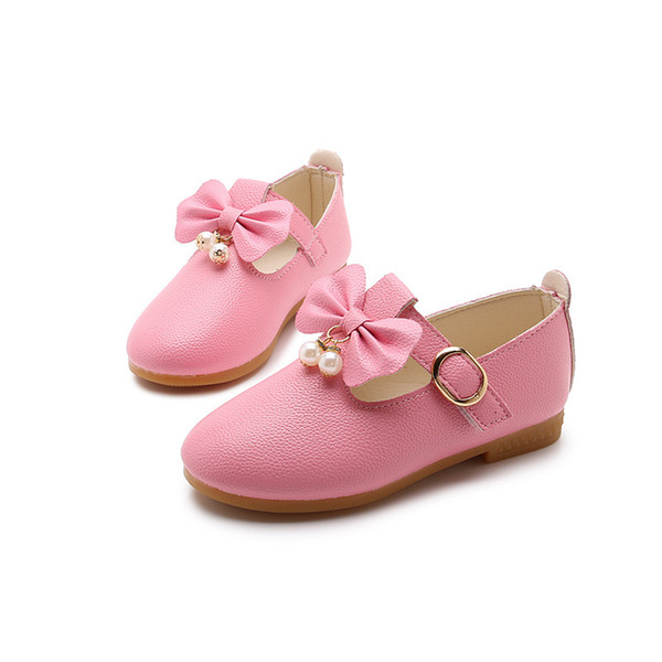 Spring Children Elegant Princess Sandals Kids Girls Wedding PU Leather Shoes Dress Party Beaded Shoes Girls White black pink
