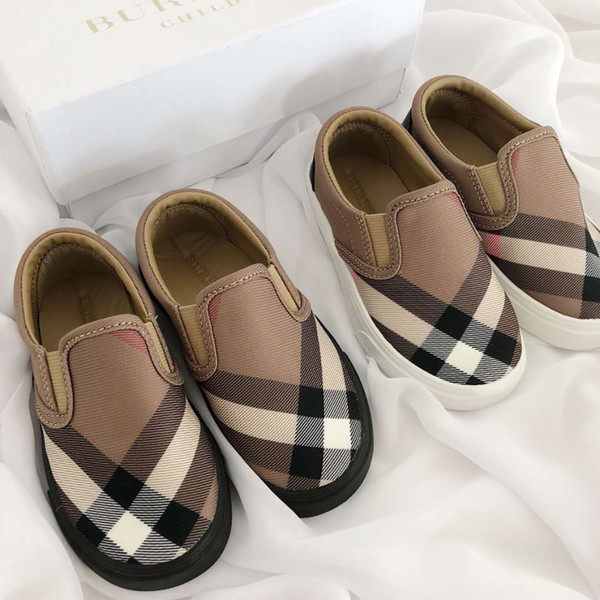 Kids Shoes Children Fashion Classic Plaid Pattern Flat Shoes Brand Designer Comfortable Slip-on Shoes for Children EUR SIZE 22-35