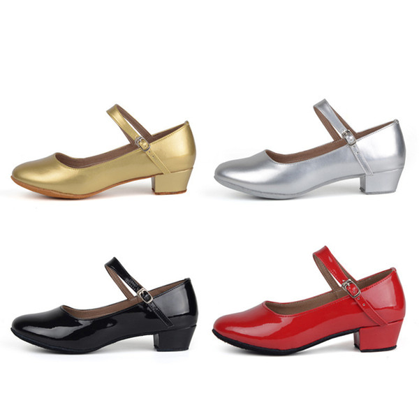 Movefun Children Ballroom Tango Latin Dance Shoes for Girls Kids Women black Dancing Shoes Low Heels Modern Square Dance Shoes A-0485