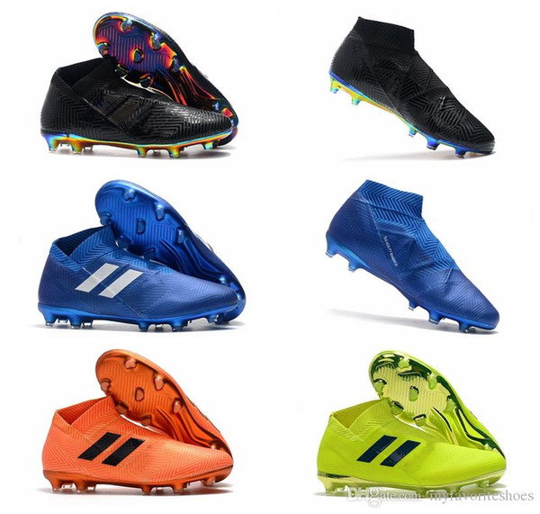 2018 original soccer cleats Nemeziz 18+ FG mens soccer shoes cheap leather football boots high ankle outdoor scarpe da calcio Hot