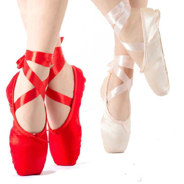 Kids women Dance shoes Hard bottom Pointe Ballet Shoes School Performance Activities performed shoes With Silk ribbon Comfortable flattie