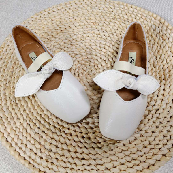 Kids Shoes Fashion Girl Princess Flat Shoes Girls Bow Soft bottom shallow PU Leather Shoes 2 Colors XXP21