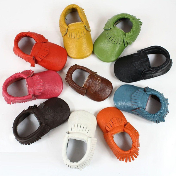 Baby Moccasins 2015 New Leather Baby Moccasins Baby Tassel Moccs Girls Bow Moccs 100% Top Layer Leather Moccs Fringe Baby Shoes Crib Shoes
