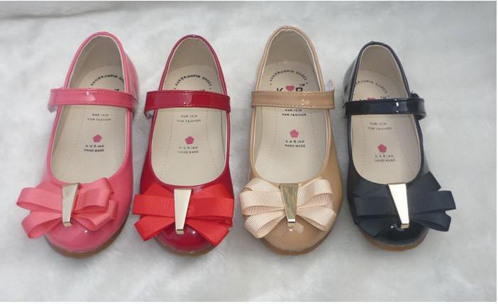 4 colors to choose Retail 1pair Size (26-30) (31-36) Girl Leather(PU) Shoes Mary Janes with Bowknot Free Shipping