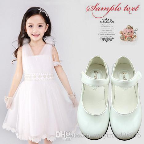 Summer Spring Wedding Shiny Dance Toddler Girls Shoes With Hat Fashion White Formal Wedding Party Prinecess Little Kids PU Leather Shoes