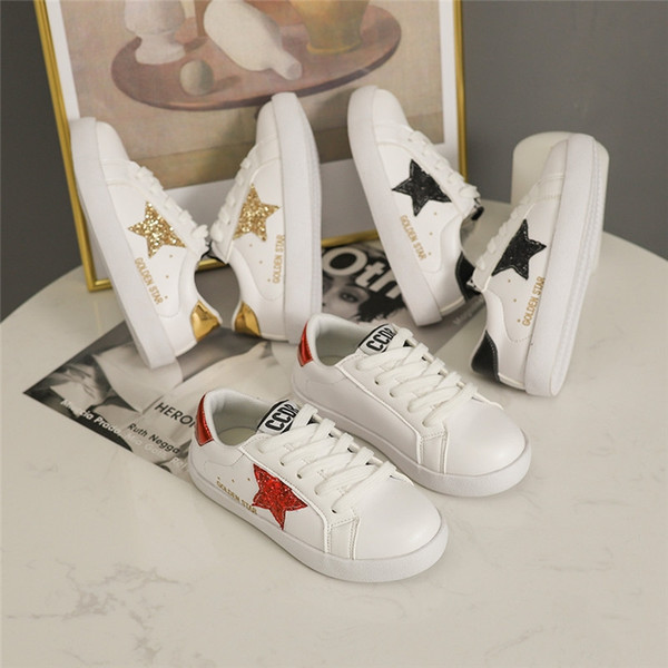 Autumn Spring Fashion Baby girl white flat shoes children's star sports Casual shoes sale free shipping