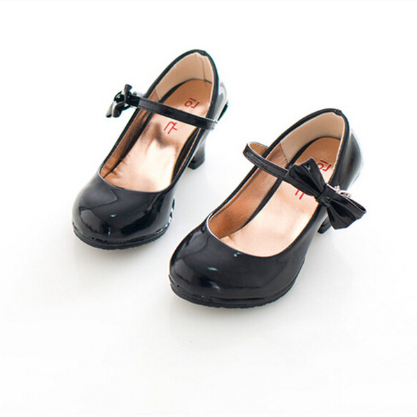 girls high heeled patent leather shoes 2019 spring summer princess red pink shoes formal party dance kids girl shoes