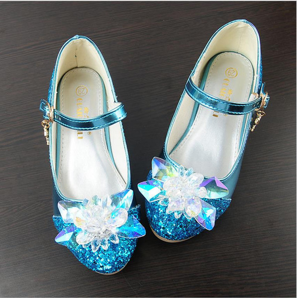 Autumn girl crystal shoes Princess skin Korean children high heels with girls dance shoes rhinestone single shoes