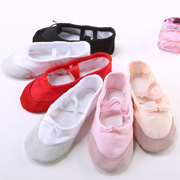 New Arrival Big Kids Ballet Dancing Shoes Children's Ballet Dancing Shoes Canvas Soft Sole Leather Head Shoes 5 Colors Free Fast Shipping