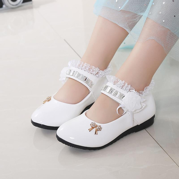 New Summer Autumn Casual Children Flat Shoes Girls Sandals Sequins Ruffle Bow Princess Dance Leather Shoes