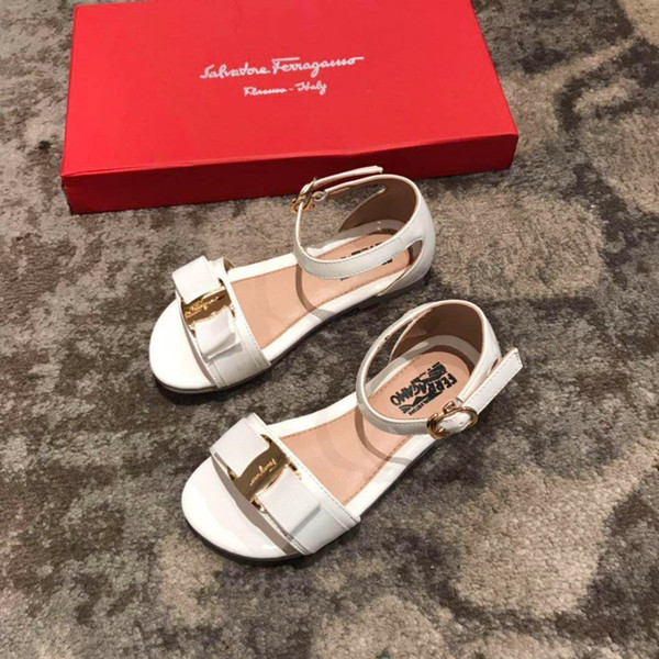 high end kids boys girls leather fashion shoes Girls sandals white colors 26-35