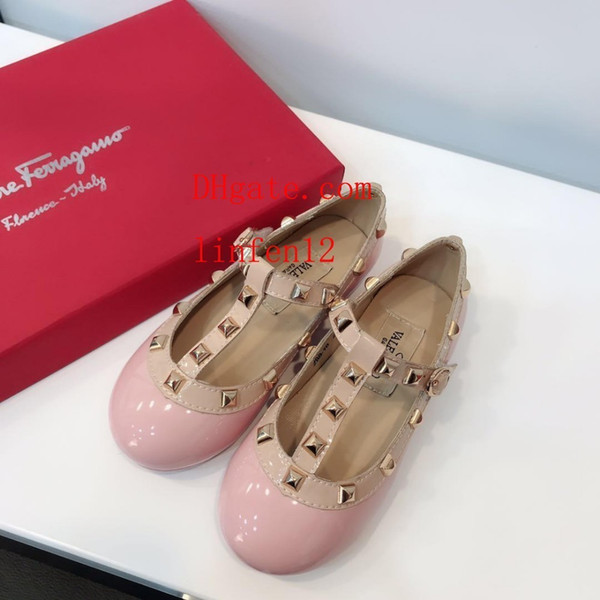 high quality girls princess shoes riveting shoes kids leather shoe 26-35