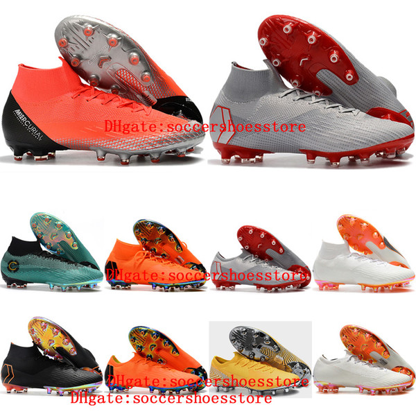 2019 mens soccer shoes Mercurial VII Elite CR7 Ronaldo AG soccer cleats Mercurial Superfly VI 360 outdoor football boots botas de futbol