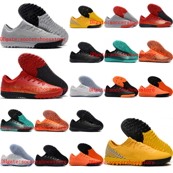 2018 mens soccer cleats Mercurial VaporX VII Pro TF IC indoor soccer shoes turf football boots cristiano ronaldo Mercurial superfly blackout