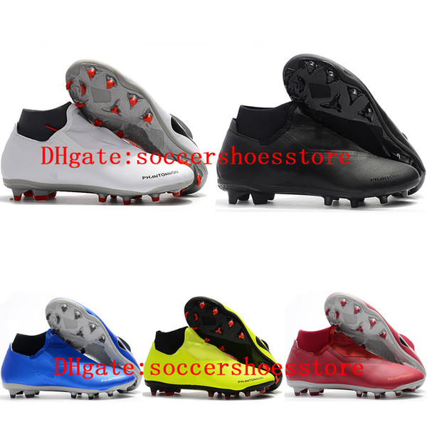 2018 mens soccer cleats Phantom Vision Elite DF FG soccer shoes leather Crampons de football boots scarpe da calcio