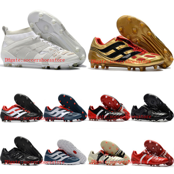 2018 mens leather Predator Accelerator DB FG soccer cleats Predator Precision indoor soccer shoes Mania Champagne turf football boots kids