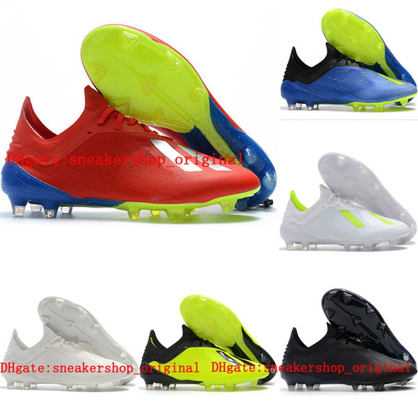2018 mens low ankle soccer cleats x 18 mens leather soccer shoes X 18.1 FG football boots outdoor Black